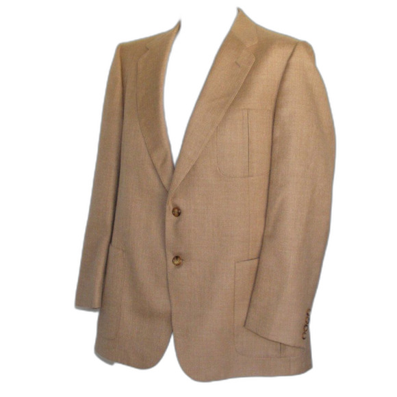 Vintage LANVIN Sports Coat, 45/46, Khaki, 2 button, Patch pockets, Logo lining - Picture 3 of 13